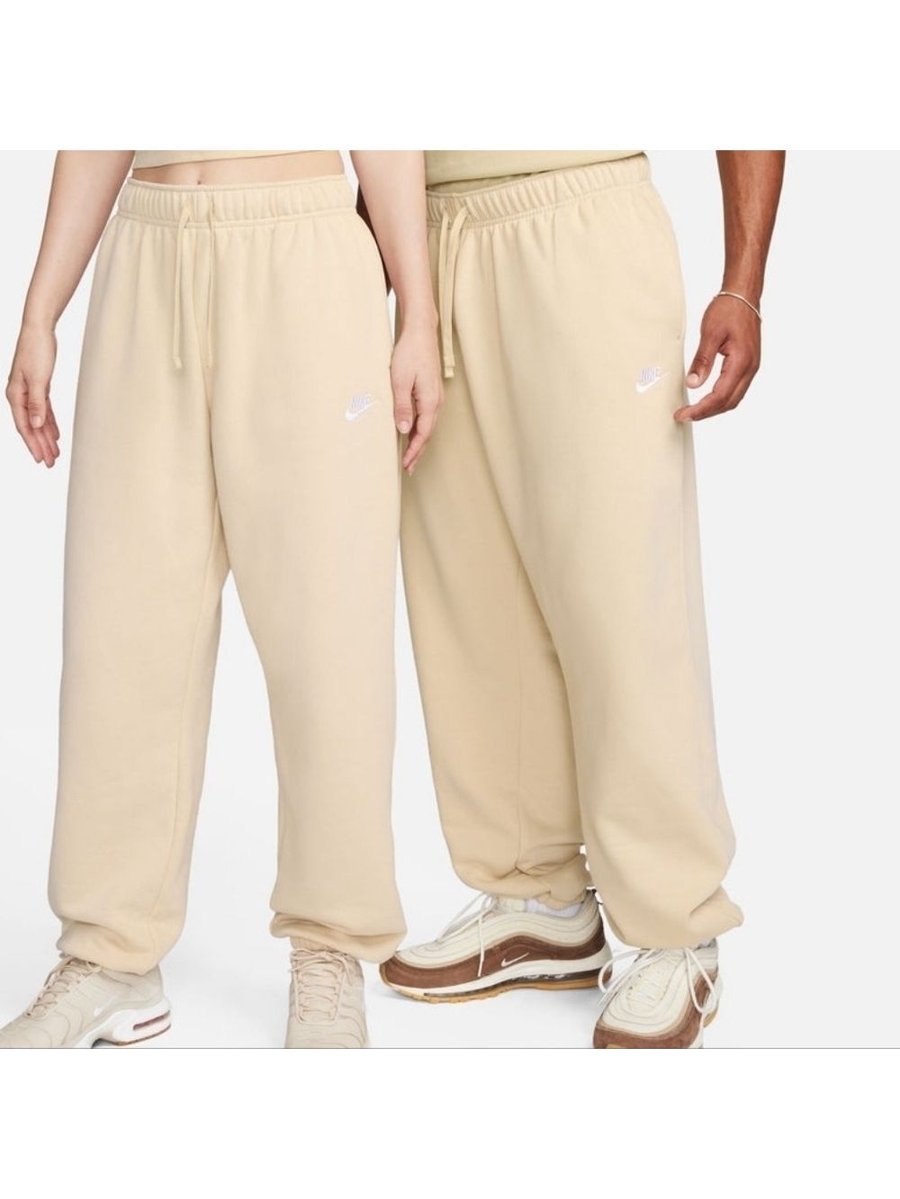 L Tall • Nike • Fleece Mid-Rise Oversized Sweatpants in Sandrift